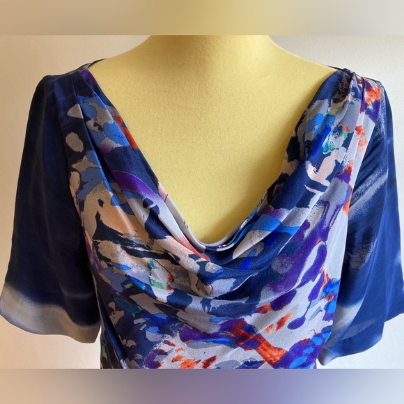 Anthropologie blue silk Japonica dress size 8 - Picture 5 of 10